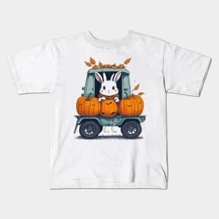 Pumpkins & bunny in cute Truck Kids T-Shirt